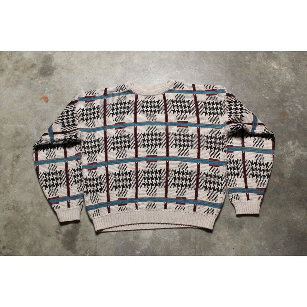 Vintage 1990's American Weekend Plaid Knit Sweater - XL